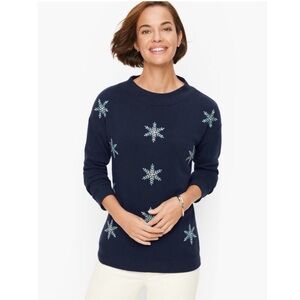 NWT Talbots snowflake crewneck pullover sweatshirt WOMANS 2X embroidered winter